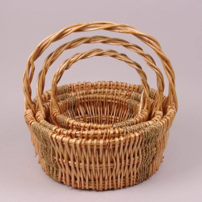 Комплект бежевих кошиків з лози 3 шт. 38986