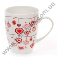 Чашка фарфоровая Красные сердца 0,35 л. 31542