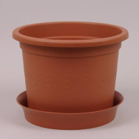 Горшок пластмассовый с подставкой Plastica терракотовый 17см.