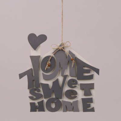 Подвеска деревянная HOME SWEET HOME с серой надписью 29589