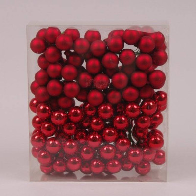 Шарики стеклянные 2,5 см. красные (12 пучков-144 шарика) 44633