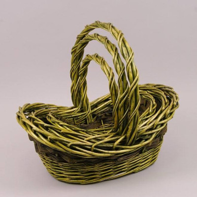 Комплект зелених кошиків з лози 3 шт. 37529