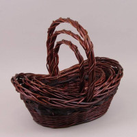 Комплект коричневих кошиків з лози 3 шт. 37530