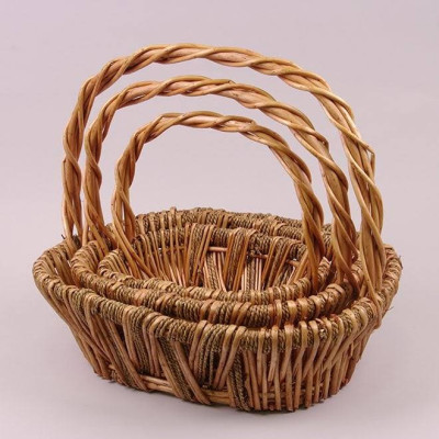 Комплект бежевих кошиків з лози 3 шт. 37900