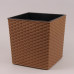 Горщик пластмасовий з вкладом JUKA ECO RATTAN натуральне дерево 30х30см.