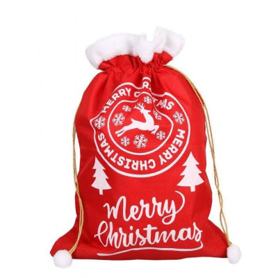 Мішок новорічний Merry Christmas червоний 40 см. х 60 см. 50137