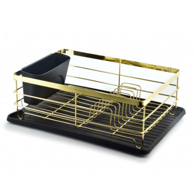 Сушилка для посуды металлическая золотая Basic Kitchen 35644