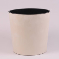 Горшок пластмассовый с вкладом URBI ROUND BETON EFFECT кремовый 30см.