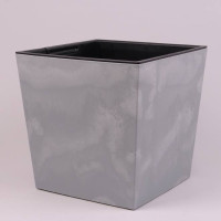 Горщик пластмасовий з вкладом URBI SQUARE LOW BETON EFFECT бетон 28.5х28.5см.