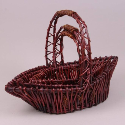 Комплект коричневих кошиків з лози 3 шт. 38950