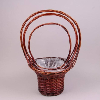 Комплект коричневих кошиків з лози 3 шт. 38995