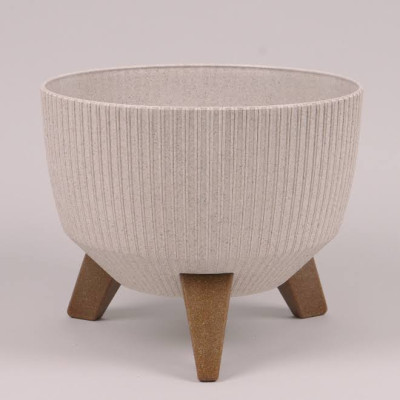 Горшок пластмассовый Misa Roma JUMPER ECO WOOD белый 33см.
