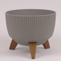 Горщик пластмасовий Misa Roma JUMPER ECO WOOD сірий 29см.
