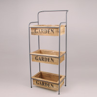 Подставка декоративная металлическая из деревянными кашпо GARDEN 88 см. 45407