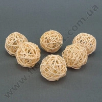 Шары из ротанга персиковые 6 шт. D-5 см. 8964