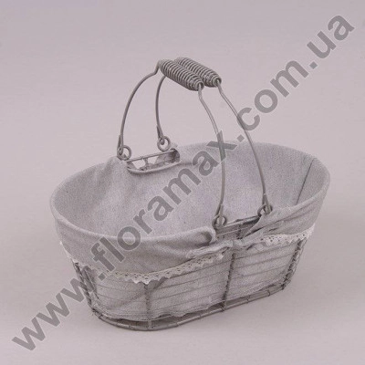 Корзина металлическая с двумя ручками серая 37189