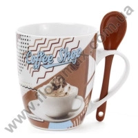 Чашка фарфорова Retro Coffee 0,35 л. з ложечкою 31616