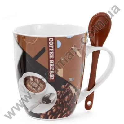 Чашка фарфорова Retro Coffee 0,35 л. з ложечкою 31617
