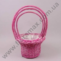Комплект кошиків з лози рожевий 3 шт. 37203