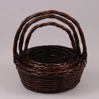 Комплект коричневих кошиків з лози 3 шт. 37366