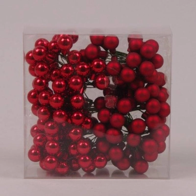 Шарики стеклянные 1,5 см. красные (12 пучков-144 шарика) 44615
