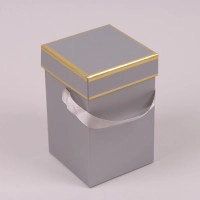 Коробка для цветов серая 41298