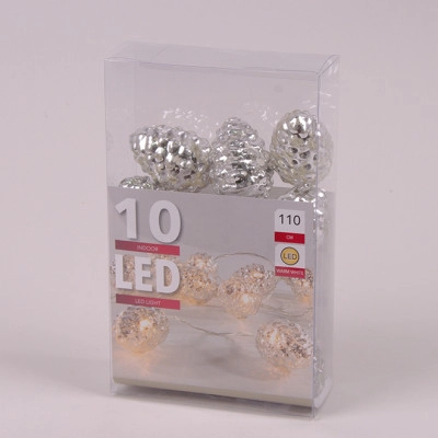 Гирлянда LED Шишки серебряные теплый свет 10 светодиодов 1,1 м. 45014