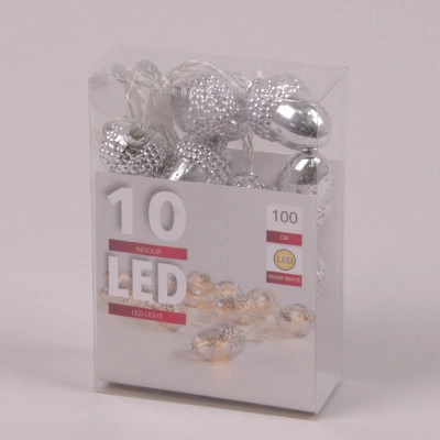 Гірлянда LED Жолуді срібні тепле світло 10 світлодіодів 1 м. 45015