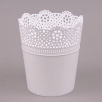 Горщик пластмасовий Lace білий 16см.
