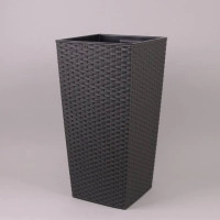 Горшок пластмассовый с вкладом FINEZJA RATTAN графитовый 19х19см.