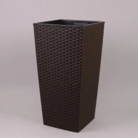 Горщик пластмасовий з вкладом FINEZJA RATTAN коричневий 40х40см.