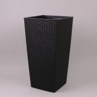 Горщик пластмасовий з вкладом FINEZJA RATTAN чорний 30х30см.