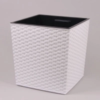 Горщик пластмасовий з вкладом JUKA RATTAN білий 40х40см.