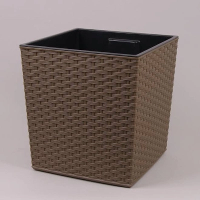 Горщик пластмасовий з вкладом JUKA RATTAN фрапе 40х40см.