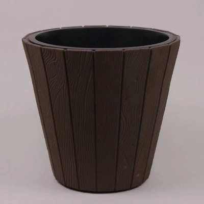 Горшок пластмассовый морозостойкий с вкладом Woode коричневый 40см.