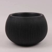 Горшок пластмассовый с вкладом Beton Bowl черный бетон 15см.