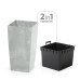 Горшок пластмассовый с вкладом Urbi Square Beton Effect бетон 32.5х32.5см.