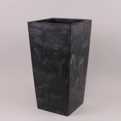 Горшок пластмассовый с вкладом Urbi Square Beton Effect антрацитовый 26.5х26.5см.