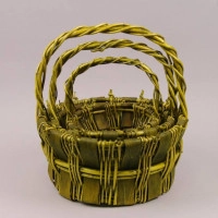 Комплект зеленых корзин из лозы 3 шт. 37489