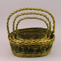 Комплект зелених кошиків з лози 3 шт. 37493
