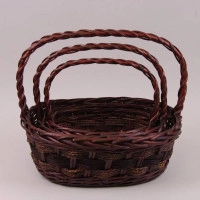 Комплект коричневих кошиків з лози 3 шт. 37494