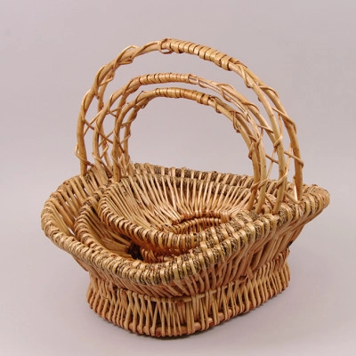 Комплект бежевих кошиків з лози 3 шт. 37504