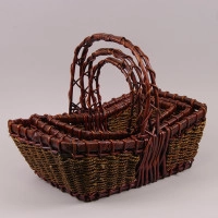 Комплект коричневих кошиків з лози 3 шт. 37518