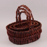 Комплект коричневих кошиків з лози 3 шт. 37522