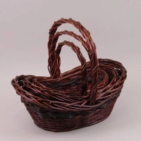 Комплект коричневих кошиків з лози 3 шт. 37530