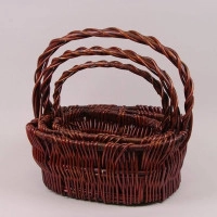 Комплект коричневих кошиків з лози 3 шт. 38975