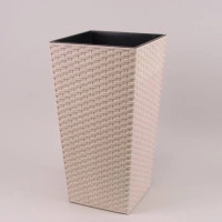 Горшок пластмассовый с вкладом FINEZJA ECO RATTAN белый 19х19см.