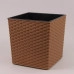 Горшок пластмассовый с вкладом JUKA ECO RATTAN натуральное дерево 19х19см.
