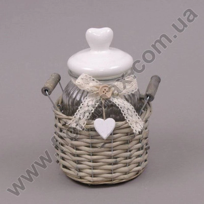Банка для сыпучих в корзинке 26134