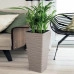 Горщик пластмасовий з вкладом Sahara Dunes Slim квадрат сіро-бежевий 33.5х33.5см.